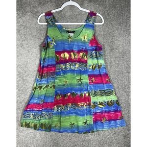 Silver Moon Creations Sleeveless Tie Dye Safari Tunic‎ Mini Dress Womens Large
